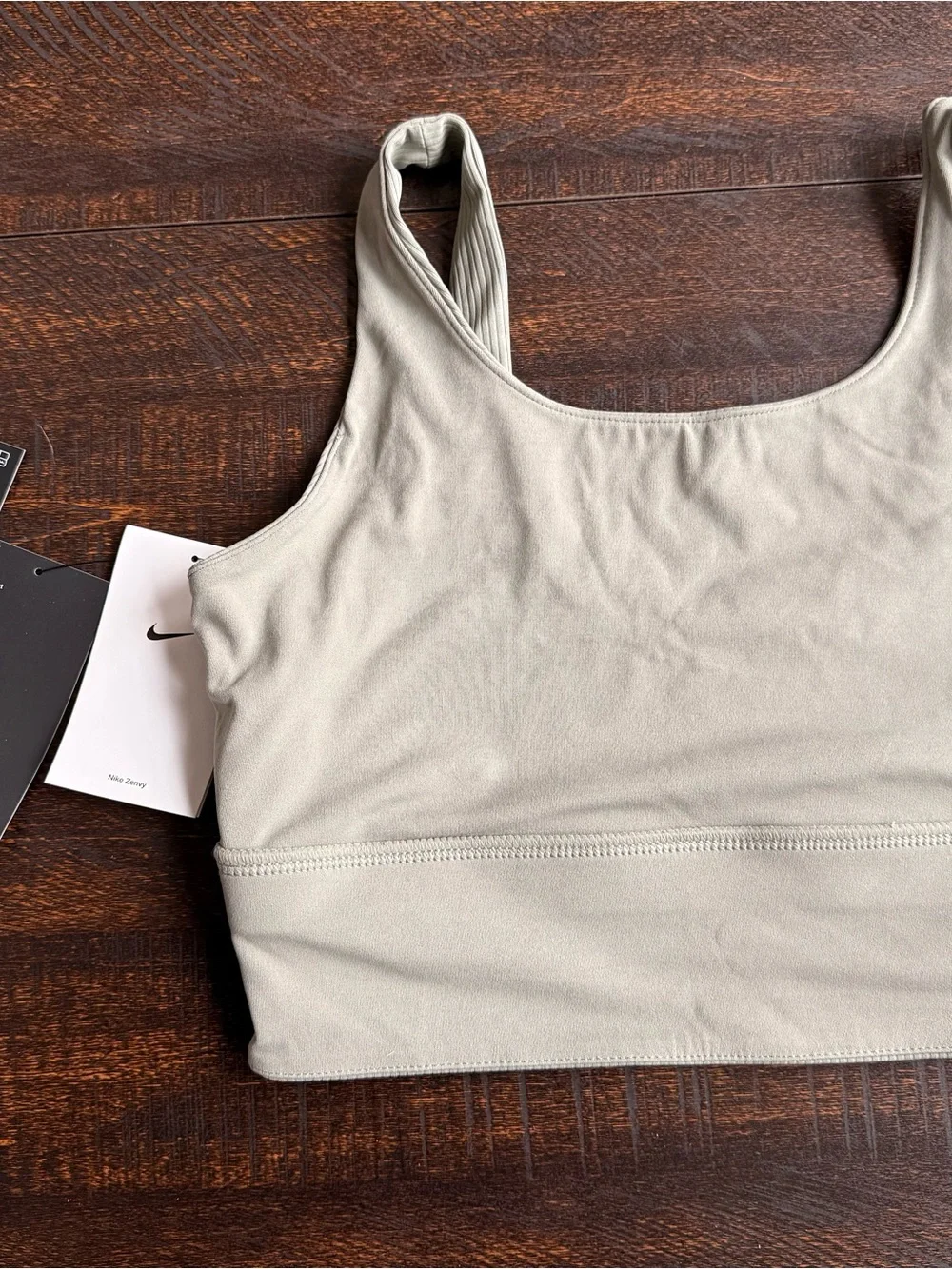NIKE // Zenvy Ribbed Longline Bra Top in Light Army - Picture 3 of 5